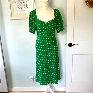 J. Crew Green Floral Midi Dress